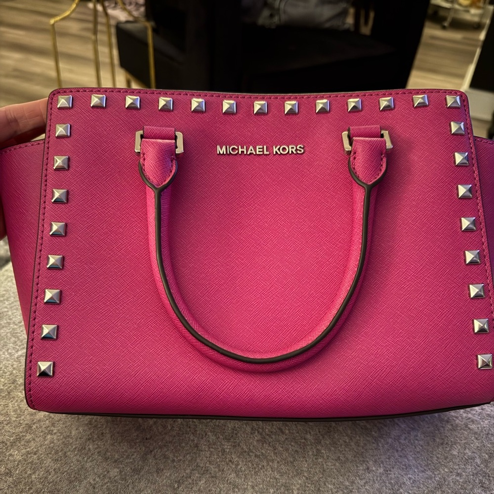 Michael Kors Fuchsia Studded Satchel